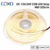 UL Listed COB LED Strip Light 320 480 LEDs/m 16.4ft High Density Flexible Tape Ribbon 3000-6500K RA90 Led Lights DC12V 24V