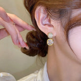Korean Zircon Crystal Earrings – Golden
