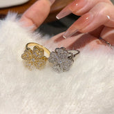 Clover Zircon Rotating Ring – Golden