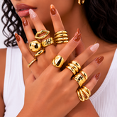 Waterproof Stainless Steel Chunky Dome Rings for Women, Geometric Ring Gold Plated Aesthetic Fashion Jewelry